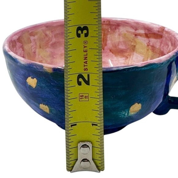 Rare Grazia Deruta Italy Hand Painted Pink & Blue Cup & Saucer Signed B. Piolo - Picture 13 of 13